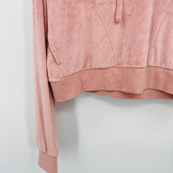 Splendid Size Large Dusty Pink Long Sleeve Velvet Cropped Hoodie - Picture 5 of 9